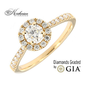Годежен пръстен жълто злато 18к. диамант 0.66 карата GIA сертификат код:M109