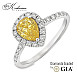 Елегантен годежен пръстен от бяло злато с Fancy Yellow диамант 1.35ct GIA Елегантен годежен пръстен от бяло злато с Fancy Yellow диамант 1.35ct GIA