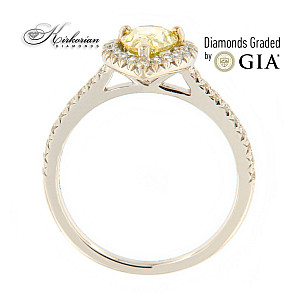 Годежен пръстен бяло злато 18к. Fancy Brownish Yellow диамант 1.35 карата GIA сертификат код:M111