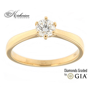 Класически годежен пръстен жълто злато 18к. диамант 0.50 карата GIA сертификат код:M114