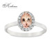 Пръстен с морганит 0.80 ct и диаманти 0.16 ct от бяло злато 18К – модел RG044436