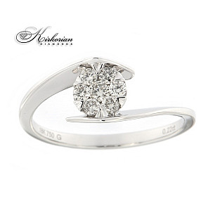Годежен пръстен бяло злато 18k.  диаманти 0.22 карата код:RN145B