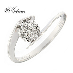 Годежен пръстен бяло злато 18k.  диаманти 0.22 карата код:RN145B