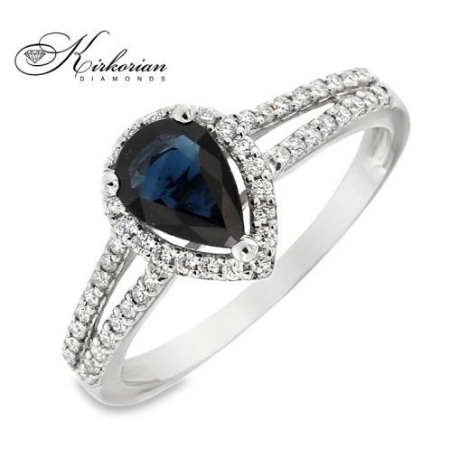 Годежен пръстен със сапфир 0.79 ct и диаманти 0.20 ct от бяло злато 18К – модел RN180