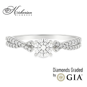 Годежен пръстен с диамант 0.46ct GIA бяло злато 18k – модел RN181B