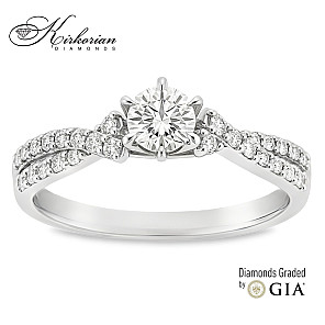 Годежен пръстен с диамант 0.46ct GIA бяло злато 18k – модел RN181B