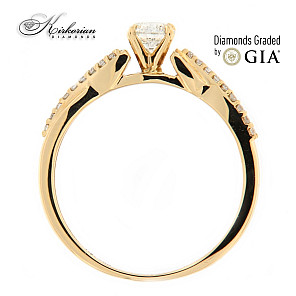 Годежен пръстен жълто злато 18к.GIA сертификат  диаманти 0.36 карата код:RN185A