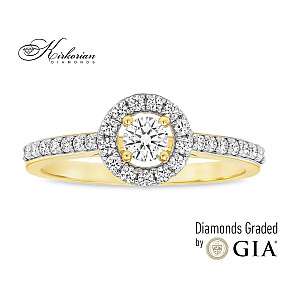 Годежен пръстен от жълто злато 18k с диаманти 0.46ct GIA сертификат RN214A