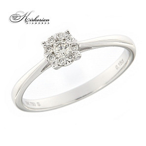 Годежен пръстен бяло злато 18к.  диаманти 0.15 карата код:RN223
