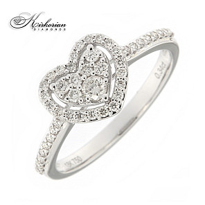 Годежен  пръстен сърце бяло злато 18к.  диаманти 0.34 карата код:RN228