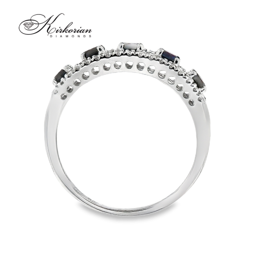 Пръстен със сапфири 0.50 ct и диаманти 0.09 ct от бяло злато 18К – модел RN32
