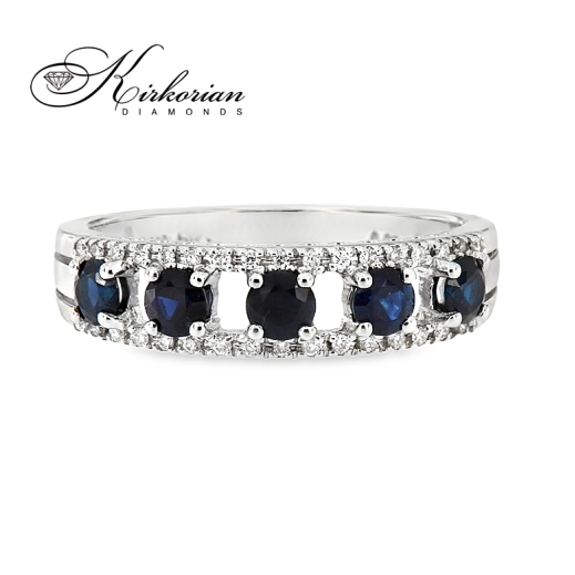 Пръстен със сапфири 0.50 ct и диаманти 0.09 ct от бяло злато 18К – модел RN32 Пръстен със сапфири 0.50 ct и диаманти 0.09 ct от бяло злато 18К – модел RN32