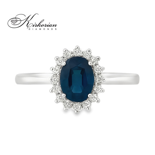 Годежен пръстен със сапфир 0.94 ct и диаманти – бяло злато 18К | Класика с кралски блясък Годежен пръстен със сапфир 0.94 ct и диаманти – бяло злато 18К | Класика с кралски блясък