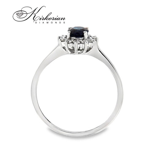 Годежен пръстен със сапфир 0.60 ct и диаманти 0.20 ct от бяло злато 18К – модел RN48 Годежен пръстен със сапфир 0.60 ct и диаманти 0.20 ct от бяло злато 18К – модел RN48