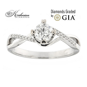 Годежен пръстен бяло злато 18к.GIA сертификат  диаманти 0.55 карата код:RN485
