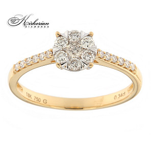 Годежен пръстен 18к. жълто злато диаманти 0.34 карата код:RN84A