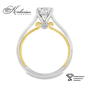 Годежен пръстен от бяло и жълто злато 18k с диамант 0.71ct и IGI сертификат – модел T107