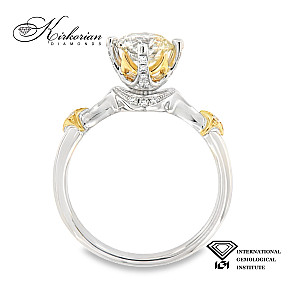 Годежен пръстен от бяло и жълто злато 18K с диамант 1.06ct IGI | Общ карат 1.18ct | Размер 53 | Топ цена