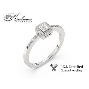 Годежен пръстен 14к. с диаманти 0.17 карата IGI сертификат код:F29