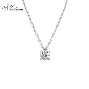 Колие от бяло злато 18К с диамант 0.19 ct, сертифициран, луксозна кутия, топ цена – код BBC02020C