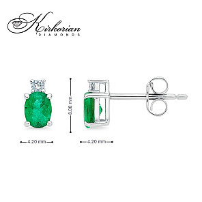 Обеци от бяло злато 18К със смарагди 0.80 ct и диаманти 0.04 ct – модел S121808, луксозен дизайн, специална оферта