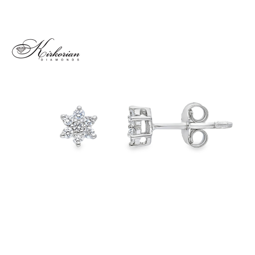 Обеци от бяло злато 18k с диаманти 0.20ct – флорален дизайн S189894