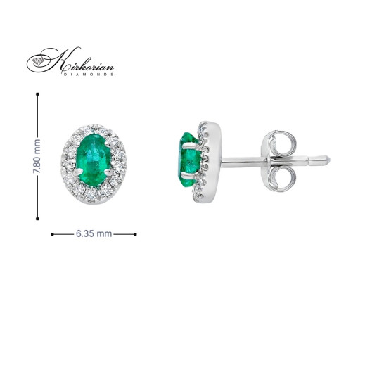 Обеци от бяло злато 18k със смарагди 0.46ct и диаманти 0.18ct – S225821
