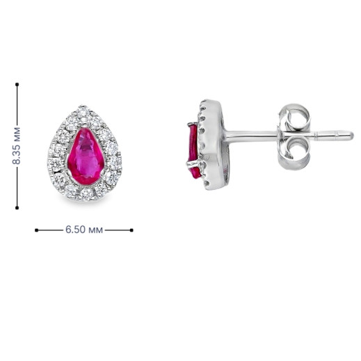 Обеци от бяло злато 18k с рубини 0.55ct и диаманти 0.18ct – модел S225828