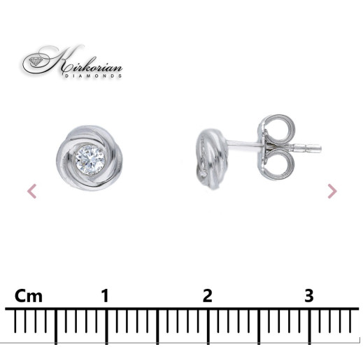 Обеци с един диамант 0.18ct в преплетен обков от бяло злато 18k – модел S253890