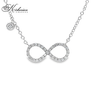 Колие Безкрайност от бяло злато 18k с диаманти 0.11ct – модел S171664