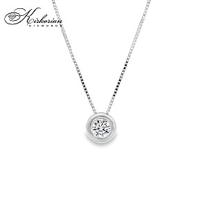 Колие от бяло злато 18К с естествени диаманти 0.10 ct – цени от производител