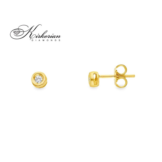 Класически обеци от жълто злато 18k с диаманти 0.07ct – S204852CG
