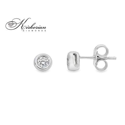 Класически обеци от бяло злато 18k с диаманти 0.14ct – S204854