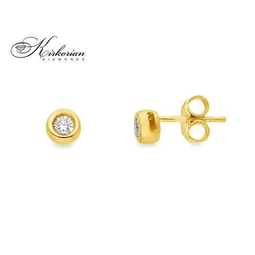 Класически обеци от жълто злато 18k с диаманти 0.14ct – S204854CG