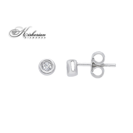 Класически обеци от бяло злато 18k с диаманти 0.09ct – S204984