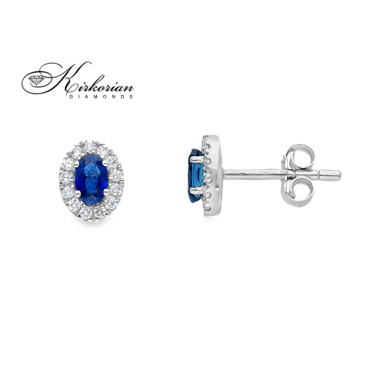 Обеци от бяло злато 18k със сапфири 0.69ct и диаманти 0.18ct – S225822