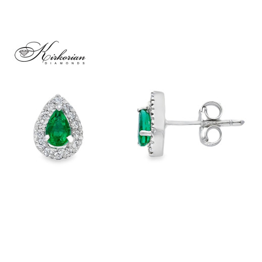 Обеци от бяло злато 18k със смарагди 0.41ct и диаманти 0.18ct – модел S225827