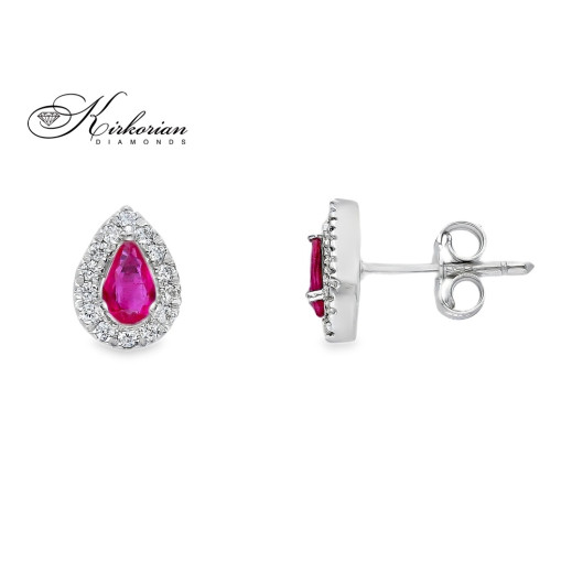 Обеци от бяло злато 18k с рубини 0.55ct и диаманти 0.18ct – модел S225828