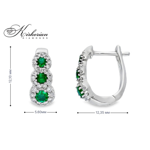 Обеци от бяло злато 18k със смарагди 0.42ct и диаманти 0.26ct – модел S234407