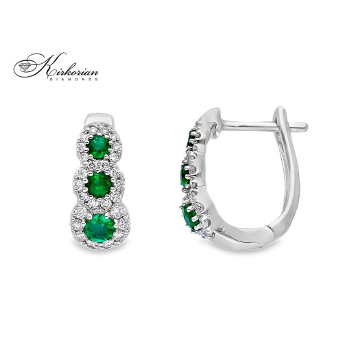 Обеци от бяло злато 18k със смарагди 0.42ct и диаманти 0.26ct – модел S234407