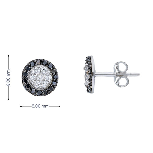 Обеци от бяло злато 18k с бели и черни диаманти 0.50ct – модел S253318