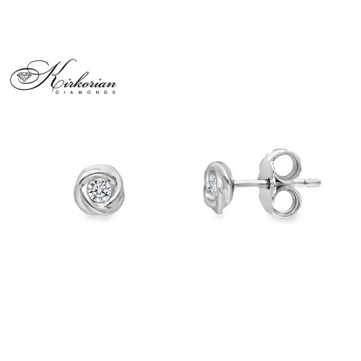 Елегантни обеци от бяло злато 18k с диаманти 0.08ct – модел S253889