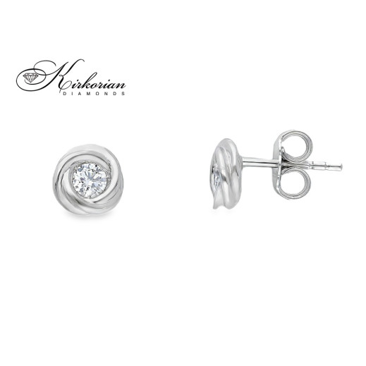 Преплетени обеци от бяло злато 18k с диамант 0.27ct – модел S253891
