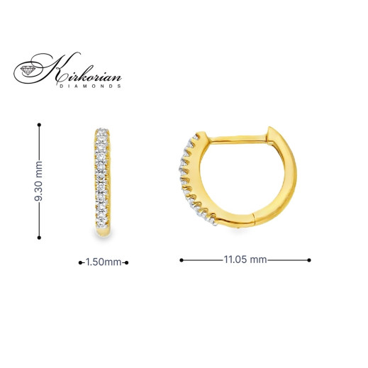 Детски обеци халки от жълто злато 18k с диаманти 0.06ct – модел S254005