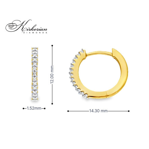 Обеци халки от жълто злато 18k с диаманти 0.09ct – модел S254009