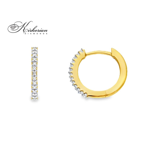 Обеци халки от жълто злато 18k с диаманти 0.09ct – модел S254009