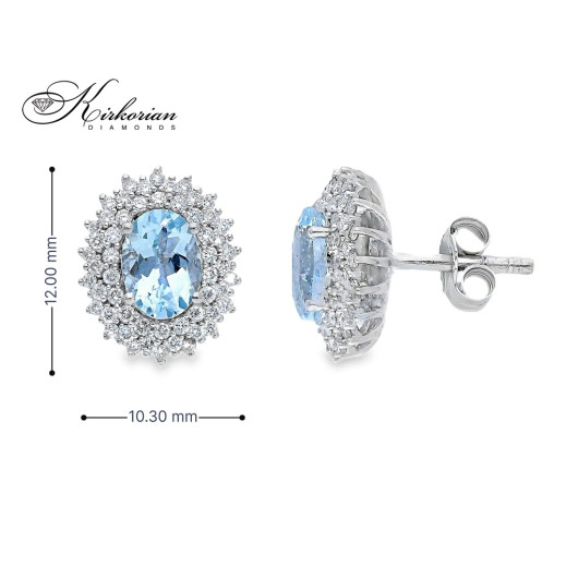 Обеци от бяло злато 18k с аквамарин 1.46ct и диаманти 0.50ct – модел S254185