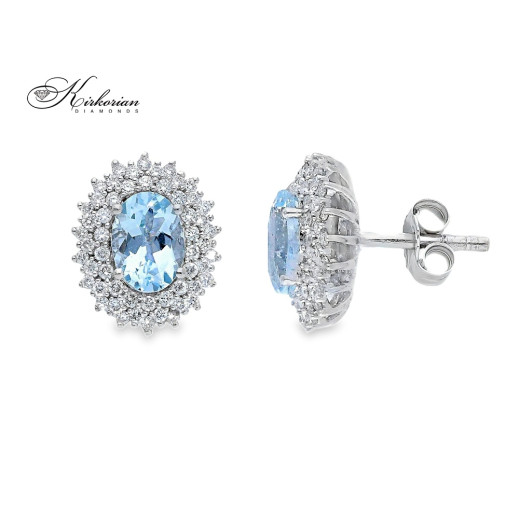 Обеци от бяло злато 18k с аквамарин 1.46ct и диаманти 0.50ct – модел S254185