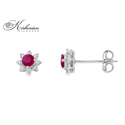 Обеци от бяло злато 18k с рубини 0.33ct и диаманти 0.16ct – модел S262366RB
