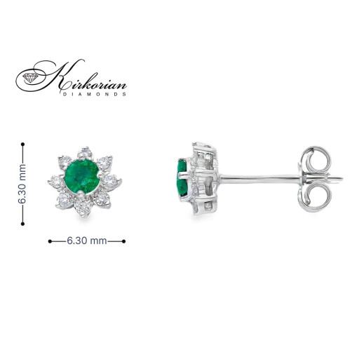 Обеци от бяло злато 18k със смарагди 0.26ct и диаманти 0.16ct – модел S262366SB